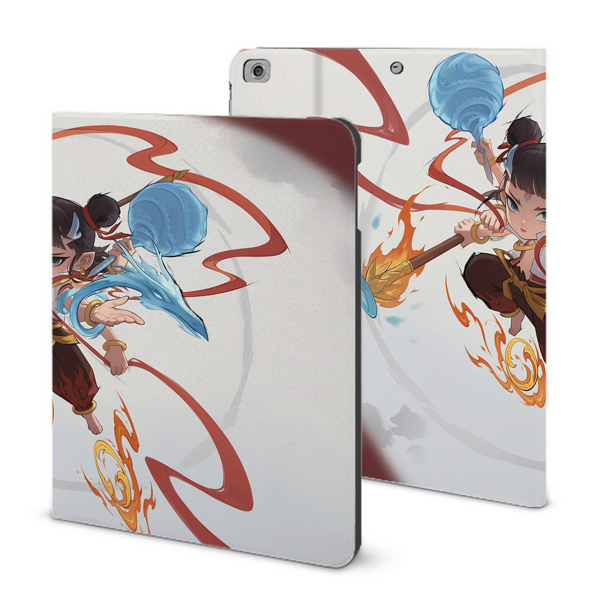 （画像用） Ne Zha 2 ナタ 魔童の大暴れ IPad ケース ブック型 PUレザー TPU 耐衝撃 軽量 薄型 ペン収納なし 全面保護 IPad 各モデル対応
